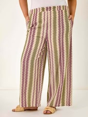 Roman Purple Curve Zig Zag Print Wide Leg Trousers - Image 3 of 5