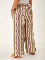 Roman Purple Curve Zig Zag Print Wide Leg Trousers - Image 4 of 5