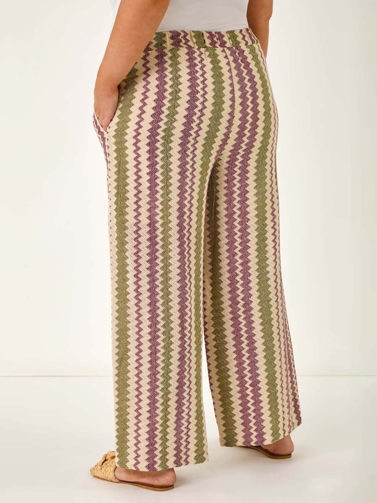 Roman Purple Curve Zig Zag Print Wide Leg Trousers - Image 4 of 5