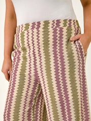 Roman Purple Curve Zig Zag Print Wide Leg Trousers - Image 5 of 5