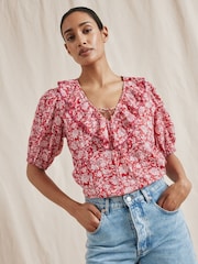 Albaray Red Woodblock Frill Top - Image 1 of 4