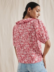 Albaray Red Woodblock Frill Top - Image 2 of 4