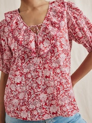 Albaray Red Woodblock Frill Top - Image 3 of 4