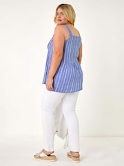 Roman Curve Stripe Woven Button Tunic - صورة 3 من 5