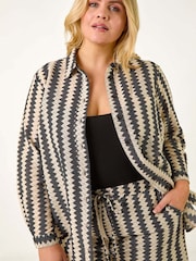 Roman Black Curve Zig Zag Woven Shirt - Image 1 of 5