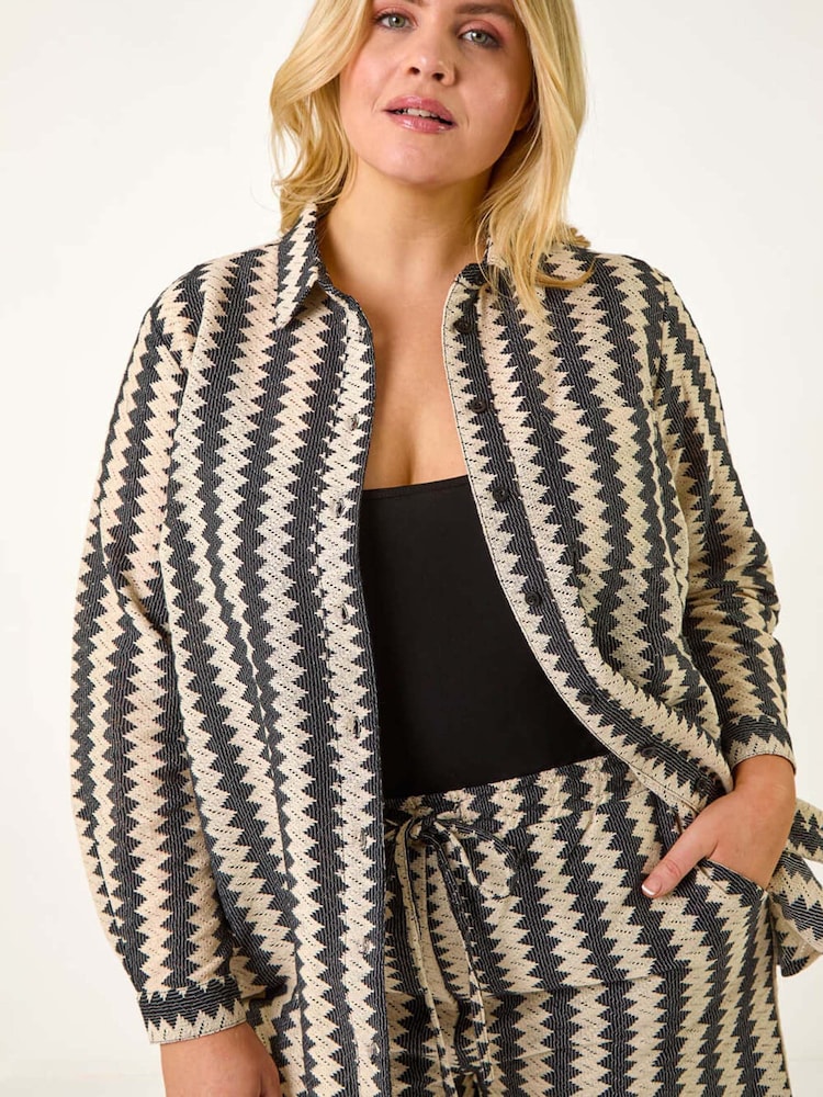 Roman Black Curve Zig Zag Woven Shirt - Image 1 of 5