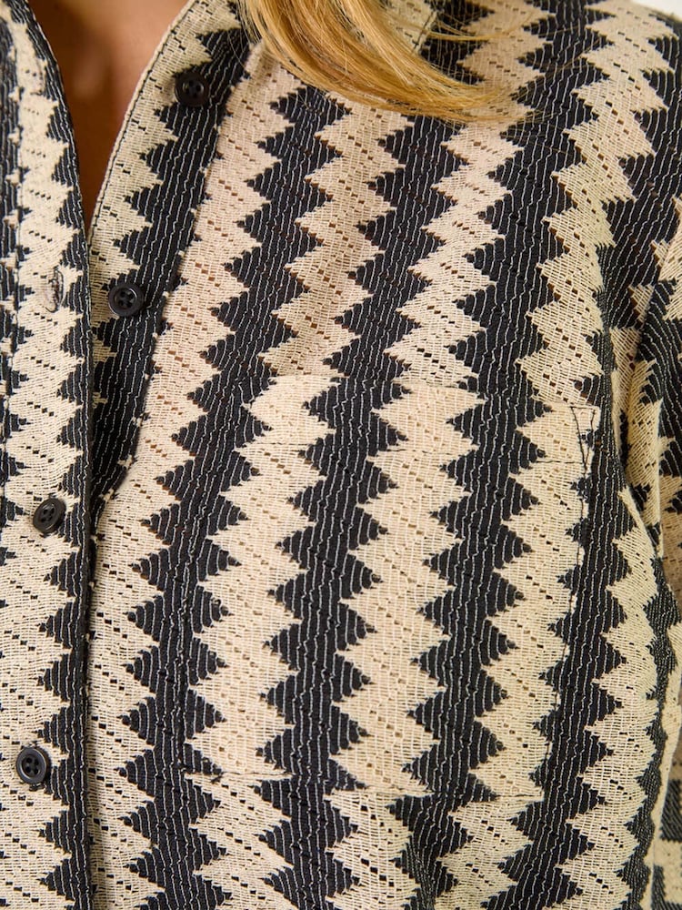 Roman Black Curve Zig Zag Woven Shirt - Image 5 of 5