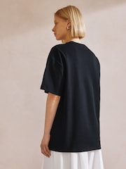 Czarny - Albaray 100% Cotton Big Black T-Shirt - Image 2 of 6