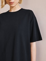 Czarny - Albaray 100% Cotton Big Black T-Shirt - Image 3 of 6