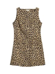 Albaray Animal Short 100% Cotton Brown Dress - Image 4 of 4