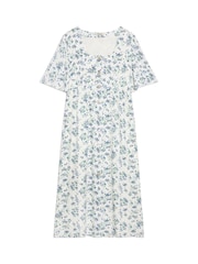 Albaray Blossom Print Linen Button White Dress - Image 4 of 4