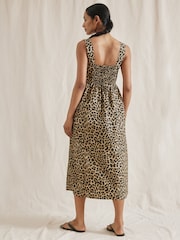 Albaray Animal Wide Strap 100% Cotton Brown Sundress - Image 2 of 5