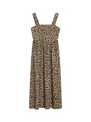 Albaray Animal Wide Strap 100% Cotton Brown Sundress - Image 5 of 5