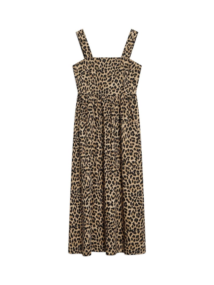 Albaray Animal Wide Strap 100% Cotton Brown Sundress - Image 5 of 5