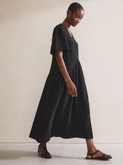 Albaray Cheesecloth Volume 100% Cotton Black Dress - Image 1 of 5