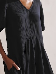Albaray Cheesecloth Volume 100% Cotton Black Dress - Image 3 of 5