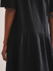 Albaray Cheesecloth Volume 100% Cotton Black Dress - Image 4 of 5