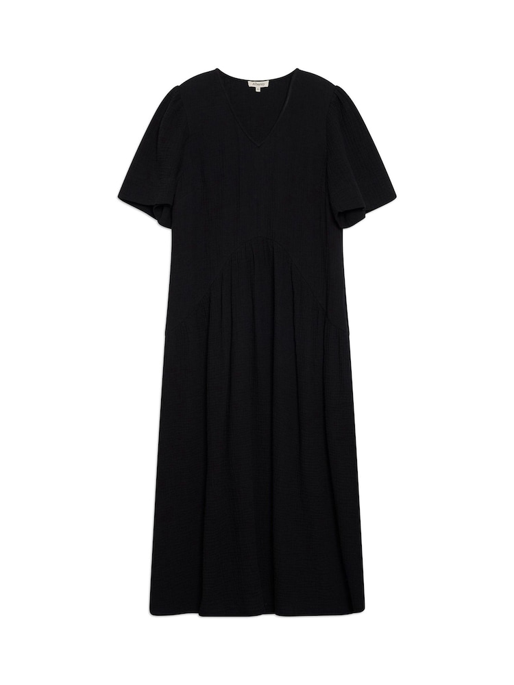 Albaray Cheesecloth Volume 100% Cotton Black Dress - Image 5 of 5