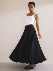 Albaray Cheesecloth Maxi 100% Cotton Black Skirt - Image 1 of 5
