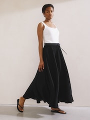 Albaray Cheesecloth Maxi 100% Cotton Black Skirt - Image 4 of 5
