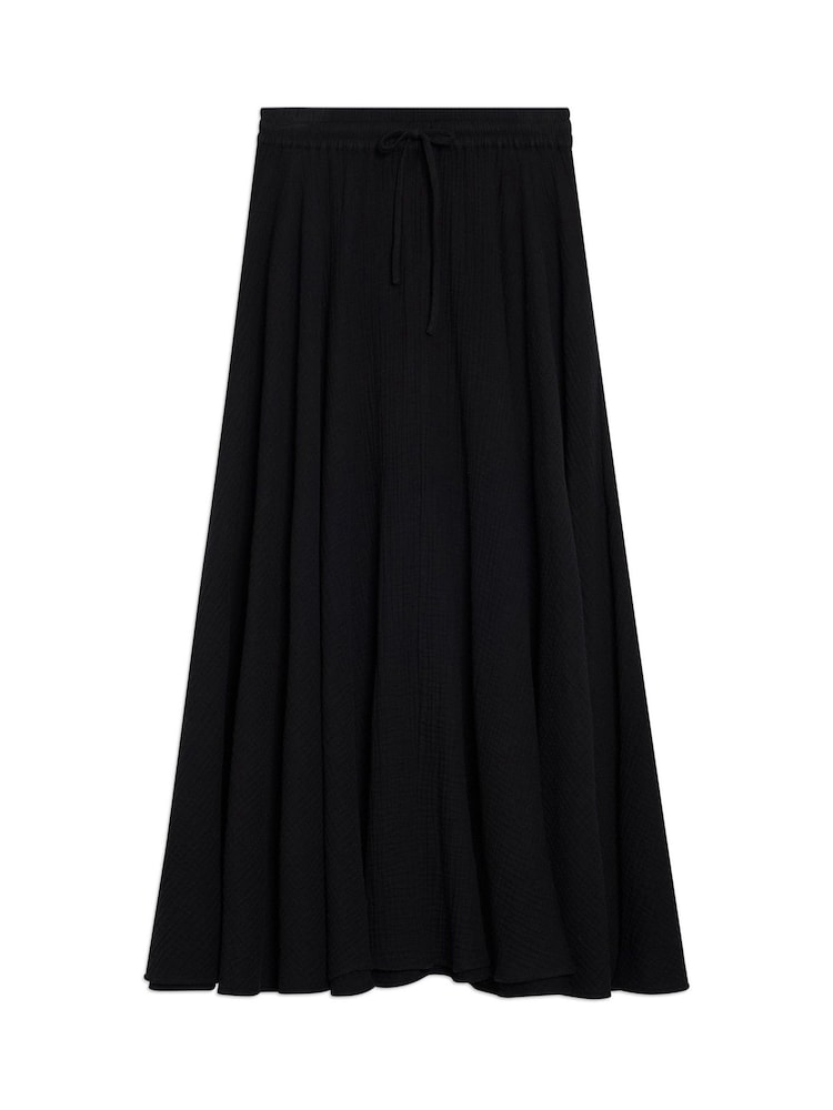 Albaray Cheesecloth Maxi 100% Cotton Black Skirt - Image 5 of 5