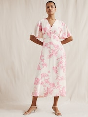 Albaray Pink Kimono Floral Dress - Imagen 1 de 6
