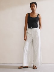 Albaray Stripe Drawstring White Trousers - Image 1 of 5