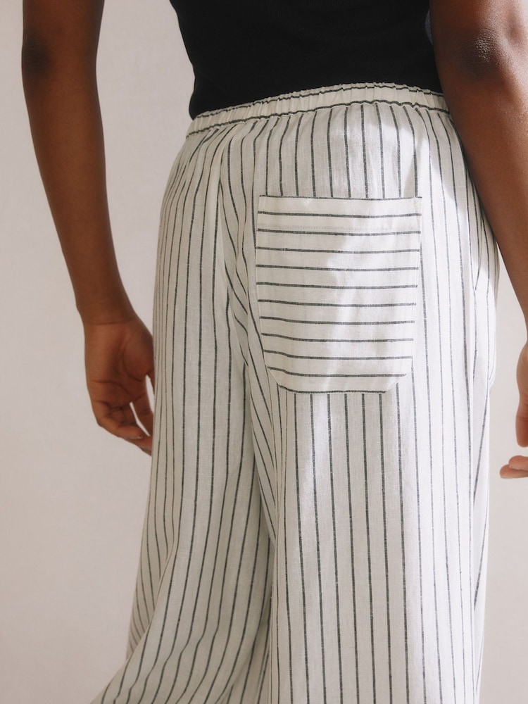 Albaray Stripe Drawstring White Trousers - Image 4 of 5
