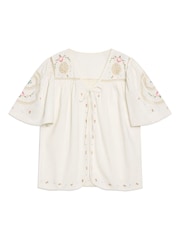 Albaray Cream Embroidered Tie Top - Image 5 of 5
