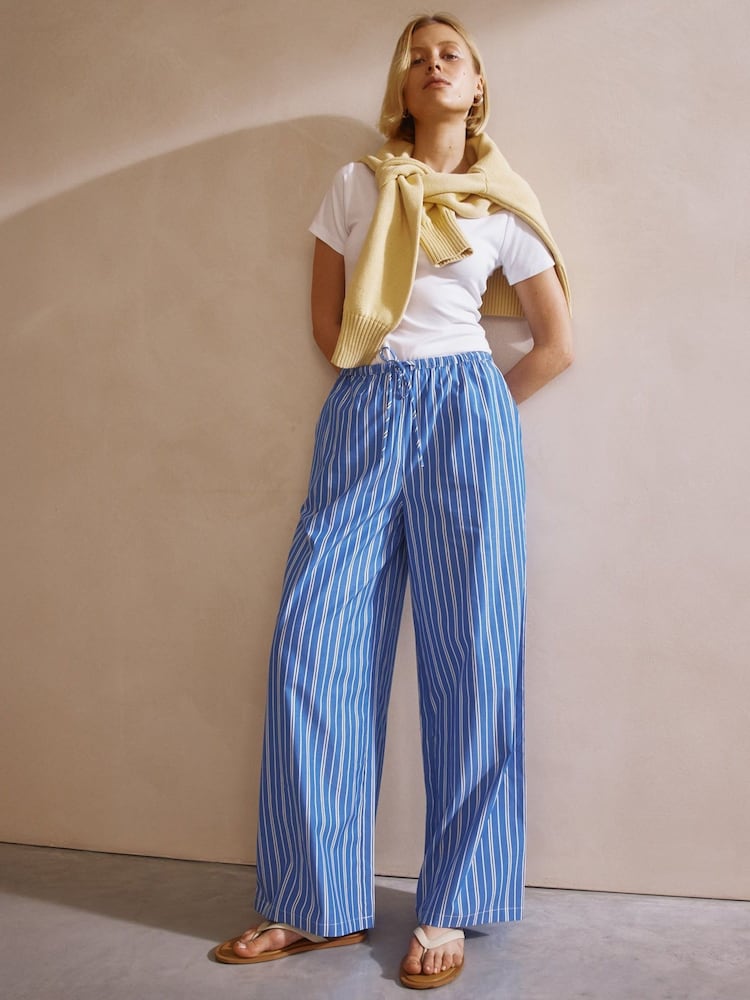 Albaray Blue Stripe Drawstring Trousers - Image 4 of 5