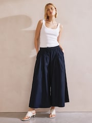 Albaray Blue Super Wide Leg 100% Cotton Culottes - Image 1 of 5