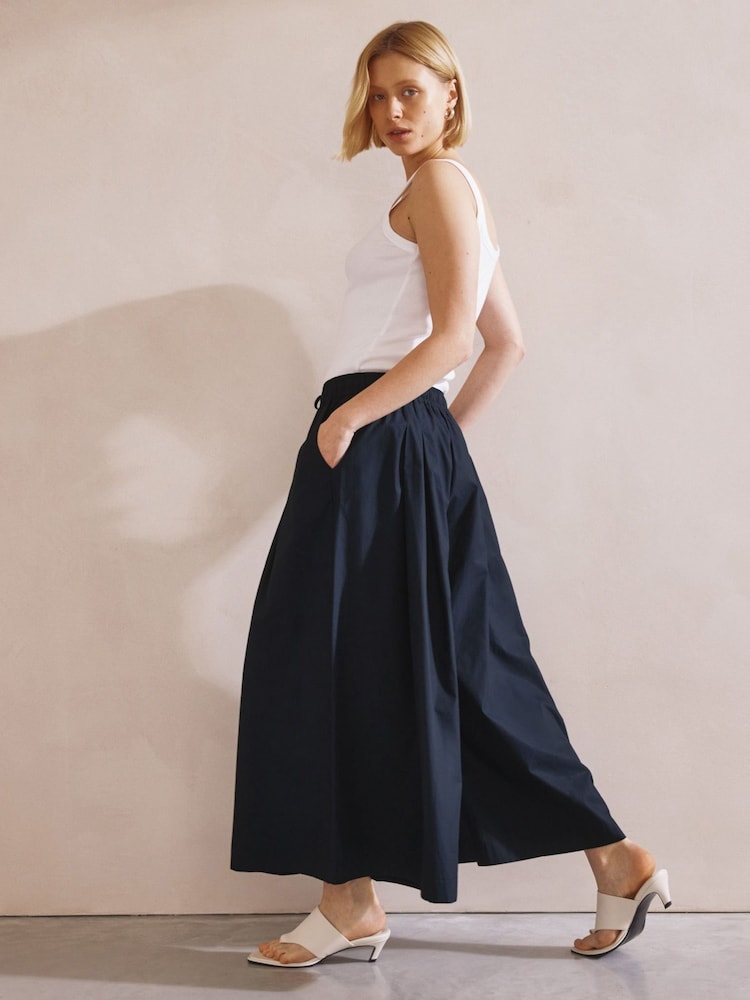 Albaray Blue Super Wide Leg 100% Cotton Culottes - Image 4 of 5