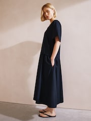 Albaray Black Drop Waist V-Neck 100% Cotton Dress - Image 2 of 5