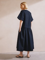Albaray Black Drop Waist V-Neck 100% Cotton Dress - Image 4 of 5