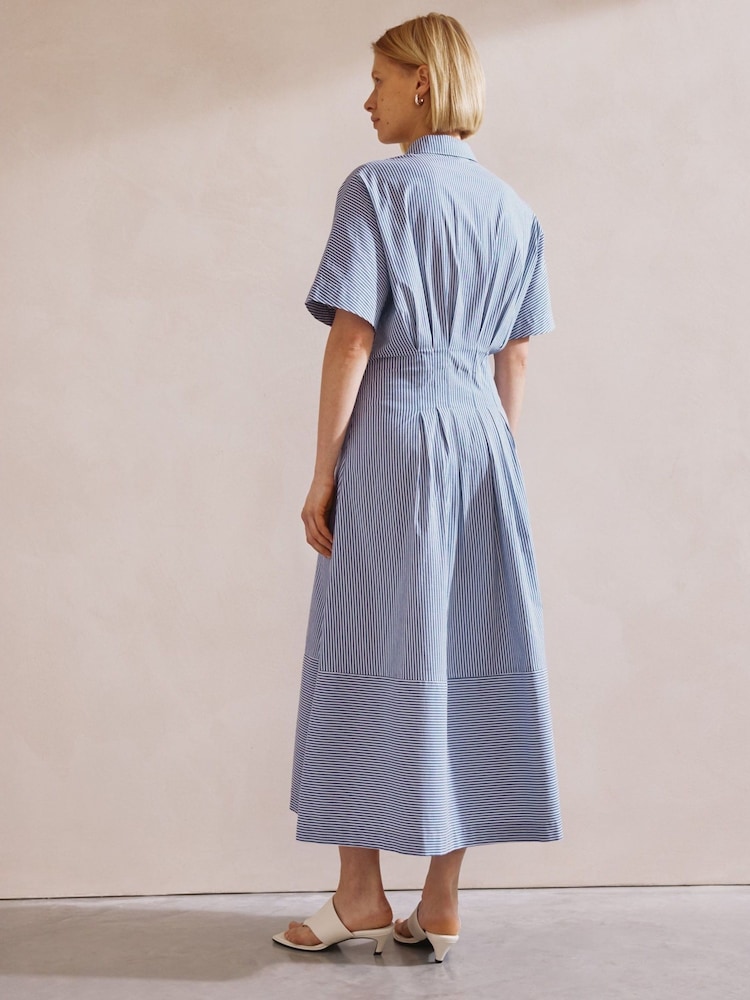 Albaray Blue Ticking Stripe Pleat Dress - Image 2 of 4