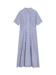 Albaray Blue Ticking Stripe Pleat Dress - Image 4 of 4
