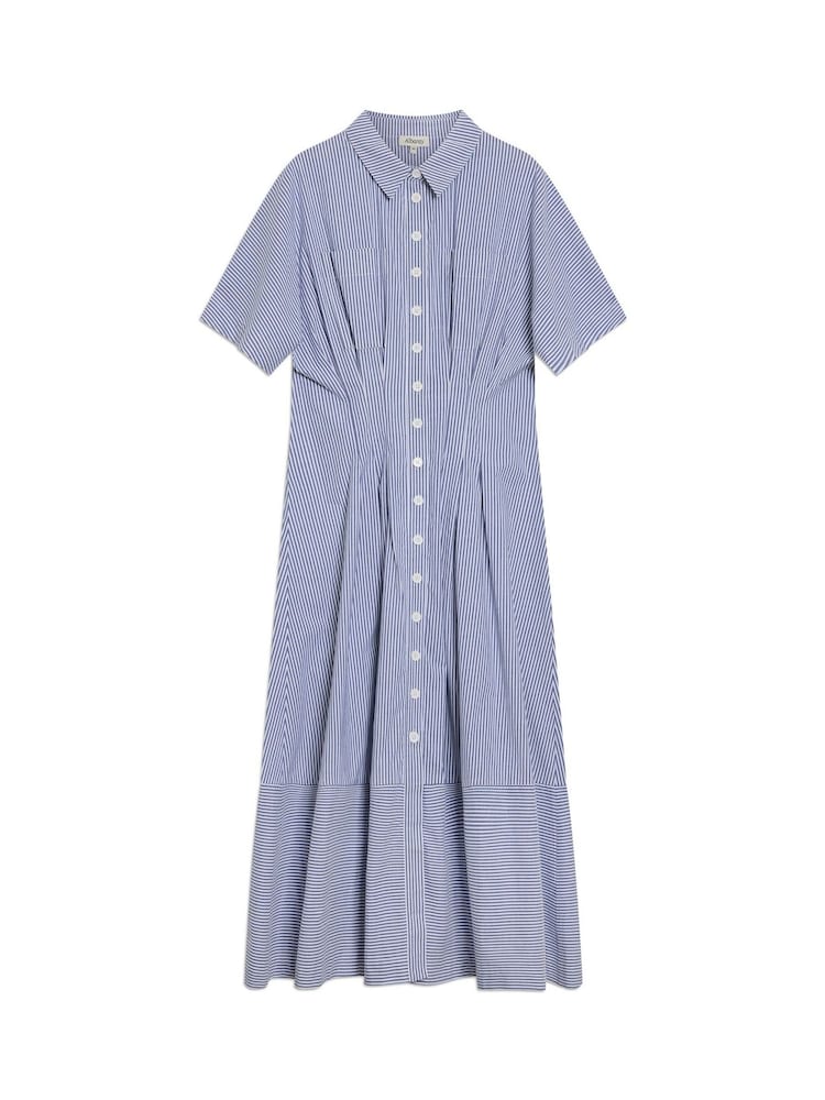 Albaray Blue Ticking Stripe Pleat Dress - Image 4 of 4
