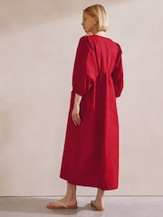 Albaray Red Tie V-Neck 100% Cotton Dress - Image 2 of 5