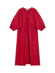 Albaray Red Tie V-Neck 100% Cotton Dress - Image 5 of 5