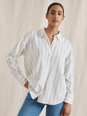 Albaray Wide Stripe Linen White Shirt - Image 1 of 6