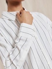 Albaray Wide Stripe Linen White Shirt - Image 3 of 6