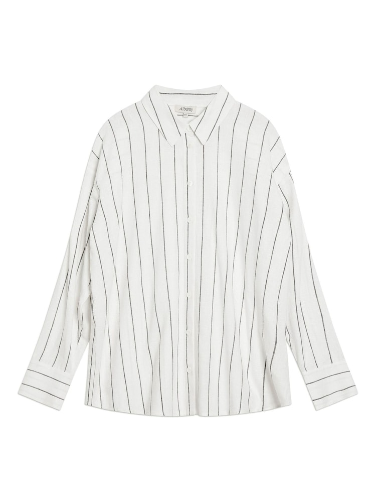 Albaray Wide Stripe Linen White Shirt - Image 6 of 6