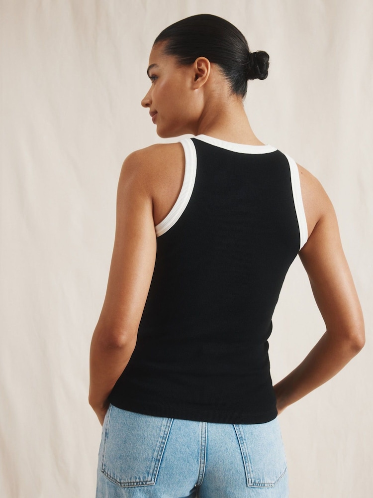 Albaray High Neck Contrast Trim Black Vest - Image 2 of 4 Albaray High Neck Contrast Trim Black Vest - Image 2 of 4