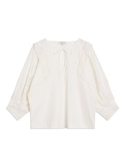 Albaray Cream 100% Cotton Pintuck Sleeve Top - Image 7 of 7