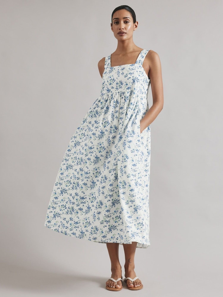 Albaray weißes Leinen-Sundress mit Blütendruck - Bild 1 von 5 Albaray weißes Leinen-Sundress mit Blütendruck - Bild 1 von 5
