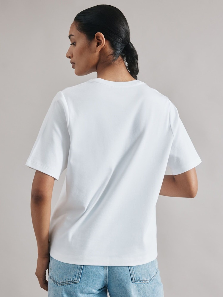 Albaray Boxy 100% Cotton White T-Shirt - صورة 2 من 5 Albaray Boxy 100% Cotton White T-Shirt - صورة 2 من 5