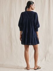 Albaray Blue Pintuck Short 100% Cotton Dress - Image 2 of 5
