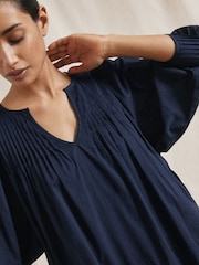 Albaray Blue Pintuck Short 100% Cotton Dress - Image 4 of 5