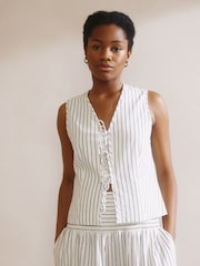 Albaray Stripe Linen Tie White Waistcoat - Image 1 of 5