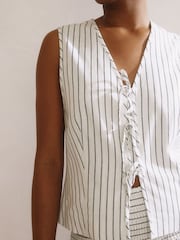 Albaray Stripe Linen Tie White Waistcoat - Image 3 of 5